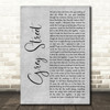 Dave Matthews Band Grey Street Grey Rustic Script Song Lyric Art Print