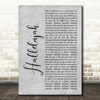 Jeff Buckley Hallelujah Grey Rustic Script Song Lyric Art Print