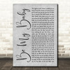 The Ronettes Be My Baby Grey Rustic Script Song Lyric Art Print