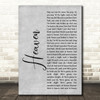 Avicii with Chris Martin Heaven Grey Rustic Script Song Lyric Art Print