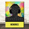 David Guetta Memories Multicolour Man Headphones Song Lyric Art Print