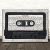 The Stone Roses Waterfall Music Script Cassette Tape Song Lyric Art Print