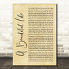 Justin James A Beautiful Life Rustic Script Song Lyric Art Print