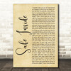 James Arthur Safe Inside Rustic Script Song Lyric Art Print