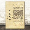 U2 Grace Rustic Script Song Lyric Art Print