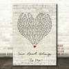 Jarrod Dickenson Your Heart Belongs To Me Script Heart Song Lyric Art Print