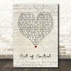 U2 Out of Control Script Heart Song Lyric Art Print