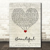 Faith Hill Beautiful Script Heart Song Lyric Art Print