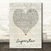 Usher Superstar Script Heart Song Lyric Art Print