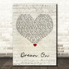 Aerosmith Dream On Script Heart Song Lyric Art Print