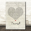 Athlete Tourist Script Heart Song Lyric Art Print