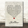 The xx Shelter Script Heart Song Lyric Art Print