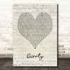 Christina Aguilera Dirrty Script Heart Song Lyric Art Print