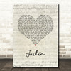 Rod Stewart Julia Script Heart Song Lyric Art Print