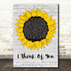 Sixto Rodriguez I Think Of You Grey Script Sunflower Song Lyric Art Print