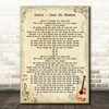 Oasis Cast No Shadow Vintage Guitar Song Lyric Art Print