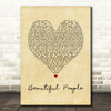 Ed Sheeran Beautiful People Vintage Heart Song Lyric Art Print