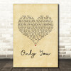 Becky Hill Only You Vintage Heart Song Lyric Art Print