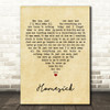 The Cure Homesick Vintage Heart Song Lyric Art Print