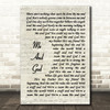 Josh Turner feat. Ralph Stanley Me And God Vintage Script Song Lyric Art Print