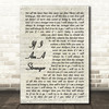 Ryan Adams If I Am A Stranger Vintage Script Decorative Wall Art Gift Song Lyric Print