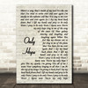 Switchfoot Only Hope Vintage Script Decorative Wall Art Gift Song Lyric Print