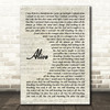Sia Alive Vintage Script Decorative Wall Art Gift Song Lyric Print