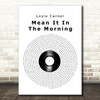 Loyle Carner Mean It In The Morning Vinyl Record Decorative Wall Art Gift Song Lyric Print