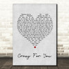 Madonna Crazy For You Grey Heart Song Lyric Quote Print