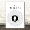 BTS Dynamite Vinyl Record Decorative Wall Art Gift Song Lyric Print