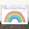 Brad Paisley She's Everything Watercolour Rainbow & Clouds Decorative Gift Song Lyric Print