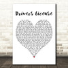 Olivia Rodrigo Drivers License White Heart Decorative Wall Art Gift Song Lyric Print