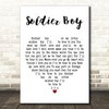 The Shirelles Soldier Boy White Heart Decorative Wall Art Gift Song Lyric Print