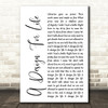 Manic Street Preachers A Design For Life White Script Song Lyric Quote Print