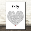 Tom Paxton Katy White Heart Decorative Wall Art Gift Song Lyric Print