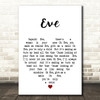 Jim Capaldi Eve White Heart Decorative Wall Art Gift Song Lyric Print