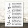 The Killers When You Were Young White Script Decorative Wall Art Gift Song Lyric Print