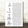 Bon Jovi All About Lovin' You White Script Decorative Wall Art Gift Song Lyric Print