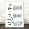 Martina McBride A Broken Wing White Script Decorative Wall Art Gift Song Lyric Print