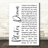 Barry Dennen Pilate's Dream White Script Decorative Wall Art Gift Song Lyric Print