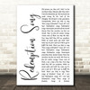 Bob Marley Redemption Song White Script Decorative Wall Art Gift Song Lyric Print