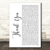 Stan Walker Thank You White Script Decorative Wall Art Gift Song Lyric Print