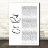 Blake Shelton Ol' Red White Script Decorative Wall Art Gift Song Lyric Print