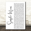 Shinedown Simple Man White Script Decorative Wall Art Gift Song Lyric Print