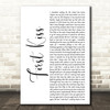 Kid Rock First Kiss White Script Decorative Wall Art Gift Song Lyric Print