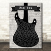 Coldplay Fix You Electric Guitar Music Script Decorative Wall Art Gift Song Lyric Print