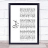 Sarah McLachlan Angel White Script Song Lyric Quote Print