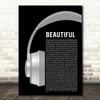 Eminem Beautiful Grey Headphones Decorative Wall Art Gift Song Lyric Print