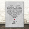 David Guetta feat. Justin Bieber 2U Grey Heart Decorative Wall Art Gift Song Lyric Print