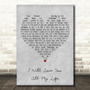 Charlie Landsborough I Will Love You All My Life Grey Heart Wall Art Song Lyric Print